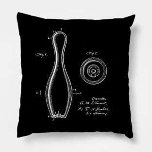 Bowling Pin Vintage Patent Drawing Pillow