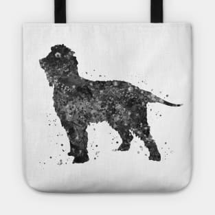 irish water spaniel dog black and white art Tote