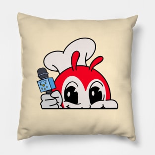 JOLLIBEE PEEKING KARAOKE SINGING FILIPINO STICKER Pillow