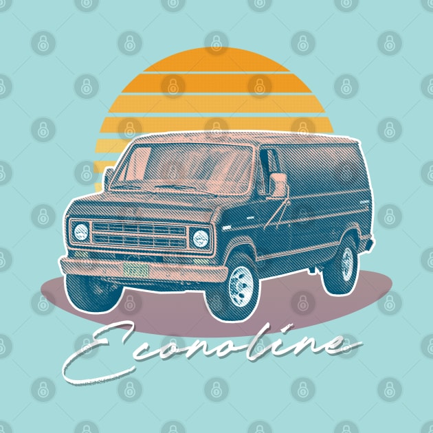 Retro Ford Econoline Faded Retro Sunset Design by DankFutura