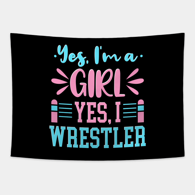 Yes I'm A Girl Yes I Wrestle Tapestry by maxcode