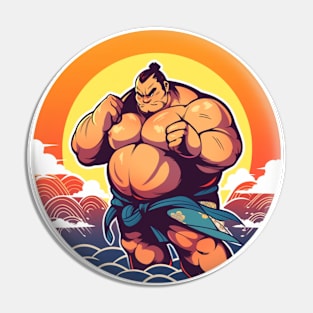 Sumo fighter at the beach Pin