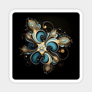 Teal and Gold Fractal Magnet