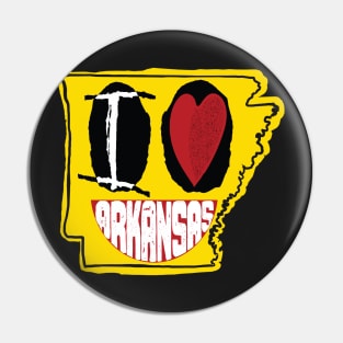 I Love Arkansas Smiling Happy Face Pin