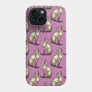 Siamese Cat on pink background Surface Pattern by Kate VanFloof Phone Case