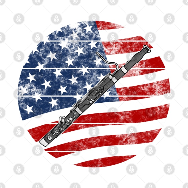 Bassoon USA Flag Bassoonist Woodwind Musician 4th July by doodlerob