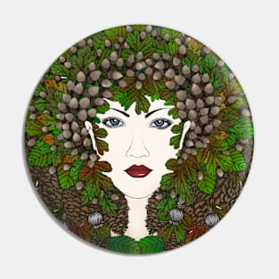 All The Acorns Goddess Pin