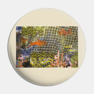 Little Fishes in the Sea Collage Pin