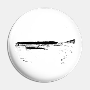 Seascape - boats by shoreline Pin