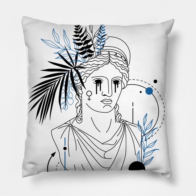 Funny Hipster Greek Goddess Hera Roman Goddess Juno Pillow by Now Boarding