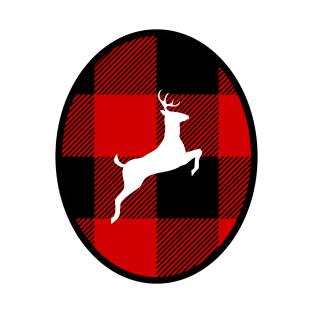 Reindeer in Buffalo Plaid Oval T-Shirt