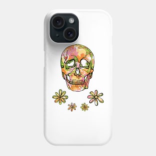 Bright skull and flowers with spring colors Phone Case