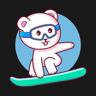 Cute Polar Bear Snowboard T-Shirt