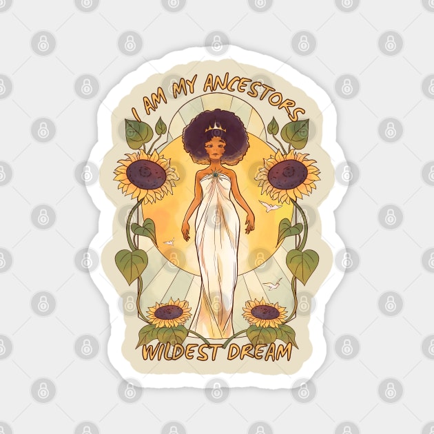 Black Girl Queen Sunflower Dream Magnet by Hypnotic Highs