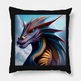 Ancient Noble Blue Rainbow Dragon Pillow