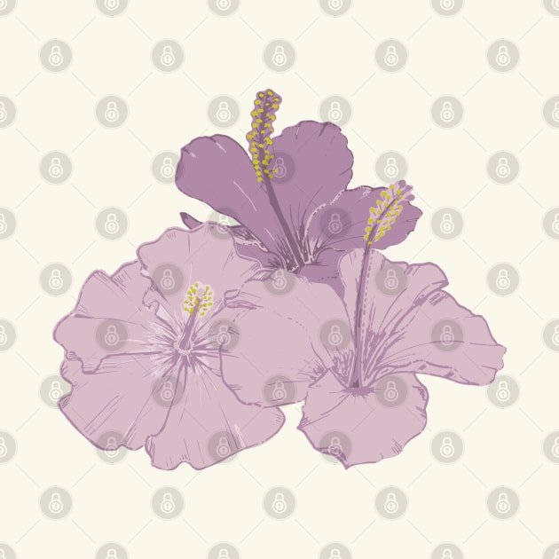 Purple hibiscus flowers by marufemia