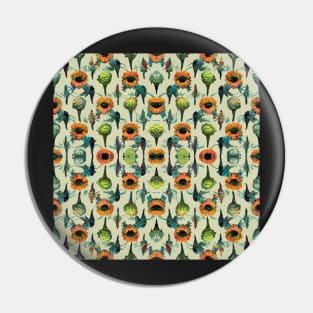 Seamless pattern of summer colored flowers and leaves Pin