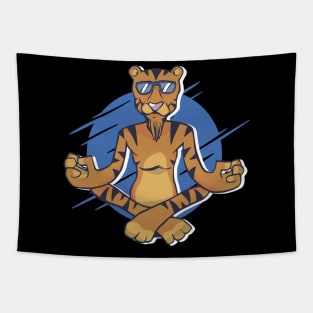 yoga tiger meditation funny Tapestry