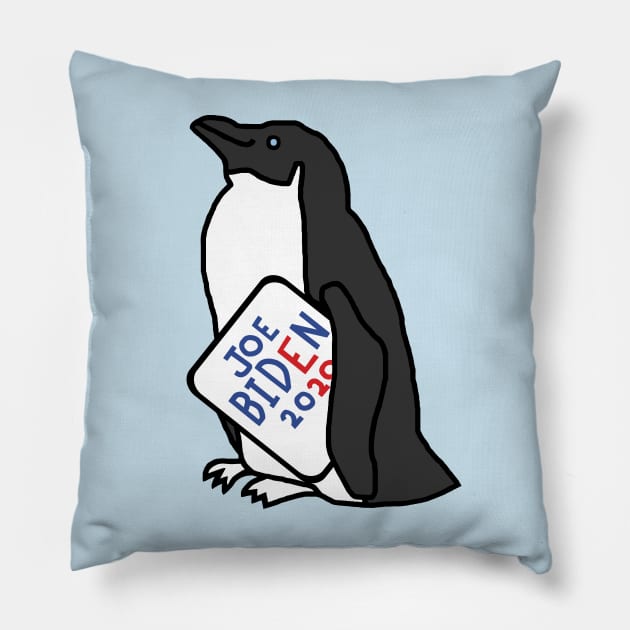 Penguin with Joe Biden 2020 Sign Pillow by ellenhenryart