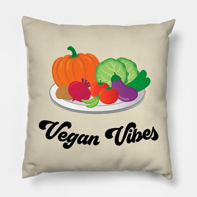 Vegan Vibes Vegetable Plate Pillow by Whimsical Frank