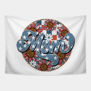 Retro Groovy Sunflower Mom American 4th Of July Mom Womens Tapestry