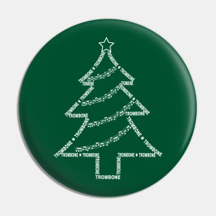 White Trombone Text Christmas Tree Pin