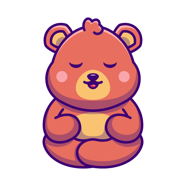 Cute baby bear meditation cartoon by Wawadzgnstuff