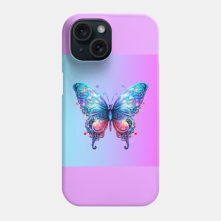 Pastel Gradient Blue Butterfly Phone Case