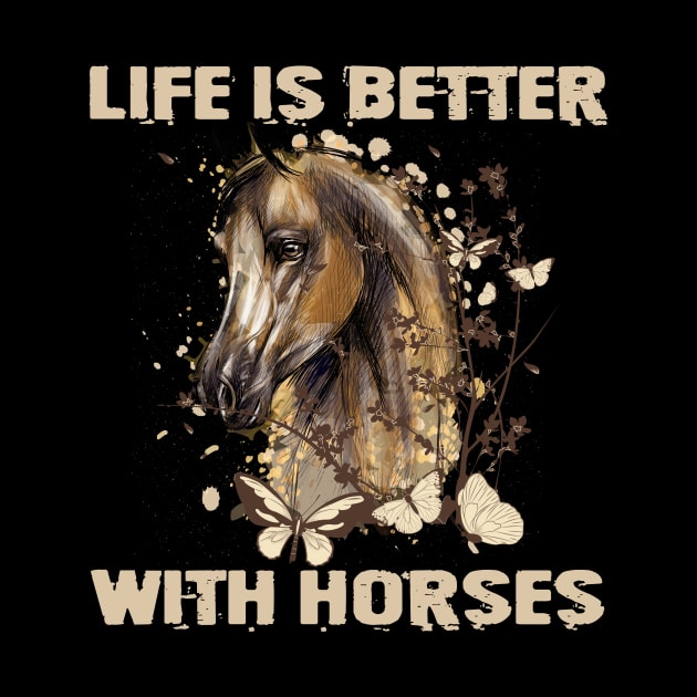 Life Is Better With Horses Horseback Riding by CardRingDesign