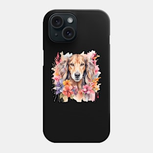 A saluki decorated with beautiful watercolor flowers Phone Case