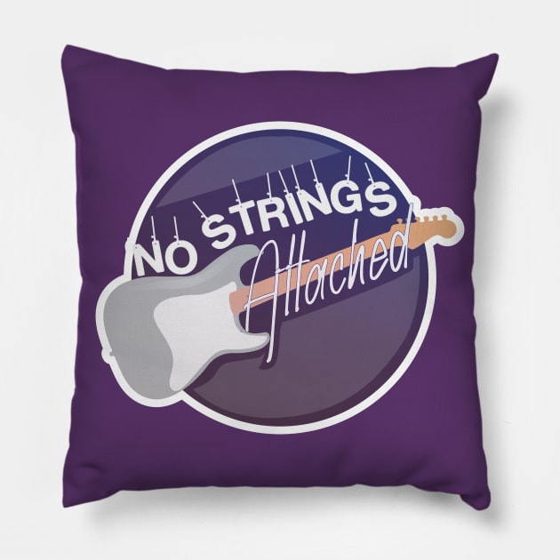 No Strings Attached - Guitar Illustration Pillow by WaltTheAdobeGuy