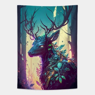 Stag Deer Animal Portrait Painting Wildlife Outdoors Adventure Tapestry