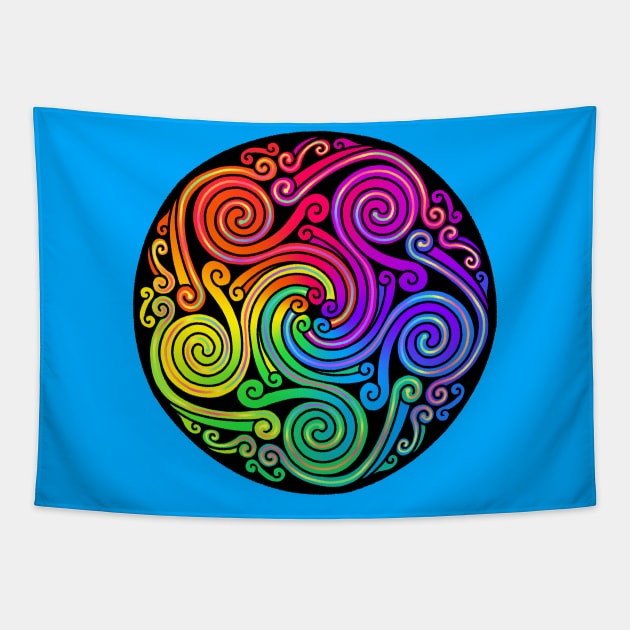 Celtic Rainbow Spirals Tapestry by Beth Wilson