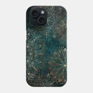 Gold and Teal Boho Floral Mandala Phone Case