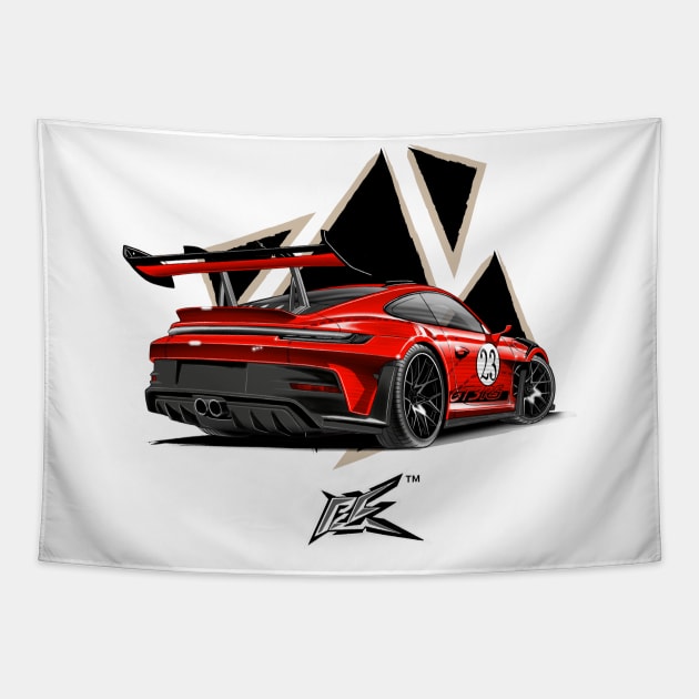 porsche 992 gt3rs Tapestry by naquash