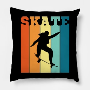 Skateboard Girl - Girls Can Skateboard Retro Pillow