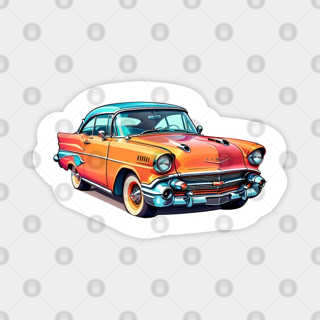 Colored Classic Car Design in Vibrant Vector Style Magnet by Panwise