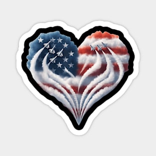 Fighter Jet Airplane American Flag Heart 4Th Of July Magnet