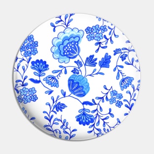 Chinoiserie Floral Blue and White Pin