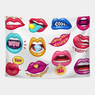 Trendy Girl Sugar lips variations stickers Tapestry