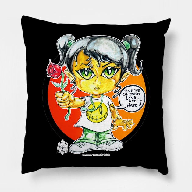 TEACH THE CHILDREN LOVE NOT HATE Pillow by DHARRIS68