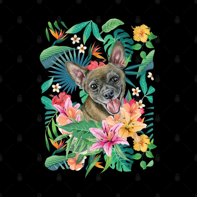 Tropical Short Haired Black Sable Fawn Chihuahua by LulululuPainting