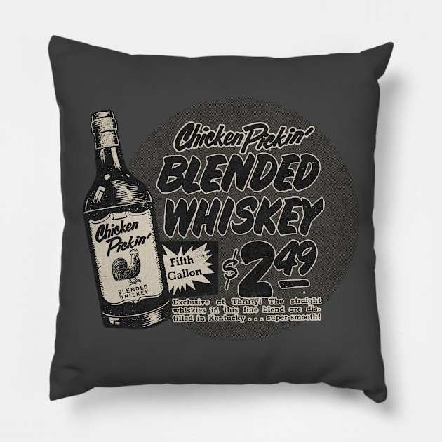 Vintage Chicken Pickin Whiskey Pillow by Kujo Vintage