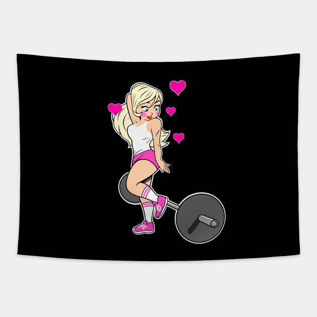 Barbell Love Girl Tapestry by TimAddisonArt