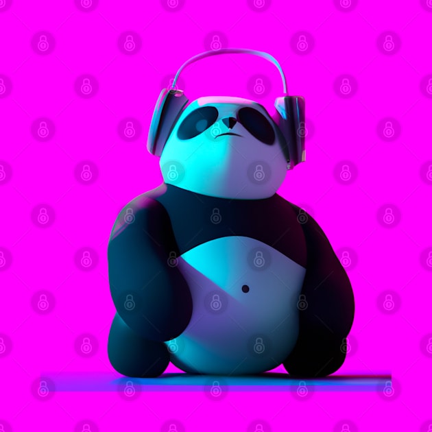 Asocial Synthwave Panda (Violet) by pandas doing stuff