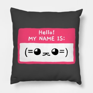 Hello! My Name Is Cat Kaomoji Pillow