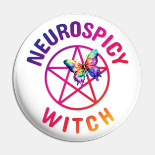 Neurospicy Witch with Rainbow Butterfly Cheeky Witch® Pin