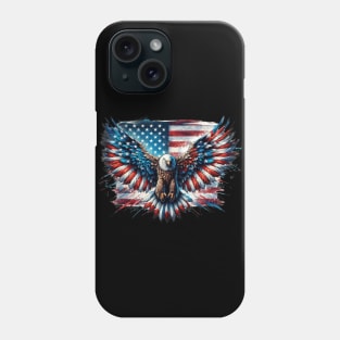 Eagle and the American flag; red white blue; American; America; USA; United states; US; patriotic; 4th July; fourth of July; independence day; celebrate; proud; stars and stripes; American flag; American eagle; Phone Case