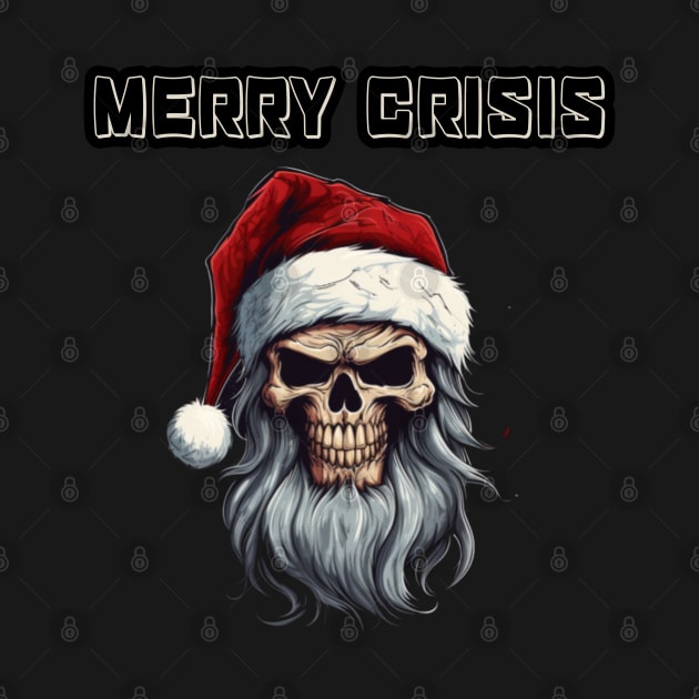 Merry Crisis, anti xmas, skull with santa hat by Pattyld