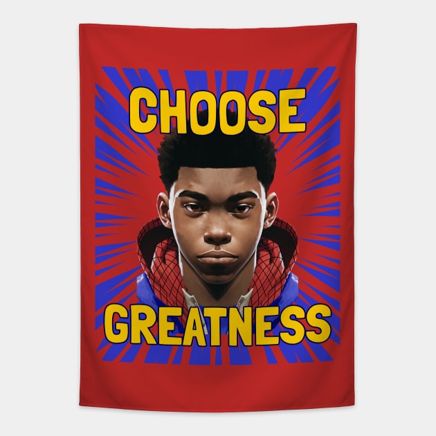 choose greatness - miles morales Tapestry by WOAT